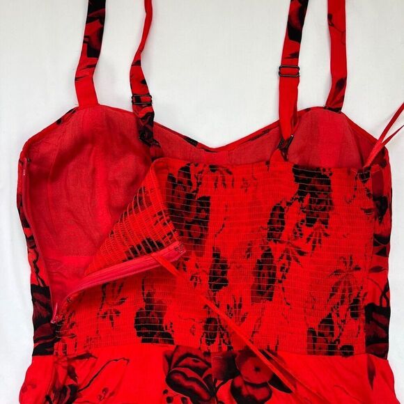Free People Candy Pin-Up Red Floral Romper 2 S Red Dark Romantic Whimsygoth - Picture 10 of 11